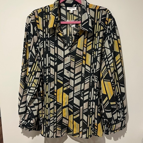 PATTERNED LONG-SLEEVE BLOUSE WOMEN SIZE 3X - Picture 1 of 13